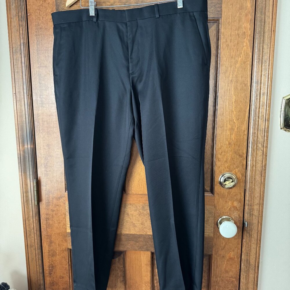#1 Perry Ellis Portfolio Black Folio-Flex Dress Pants Size 38x29